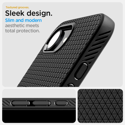 Заштитна маска за телефон Spigen Liquid Air MagFit за iPhone 16e, TPU, компатибилна со MagSafe, црна мат