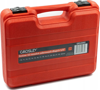 Set çelësa goditës Grosley GR52002, 16 copa, 1/2", i zi