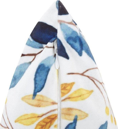 Jastëk dekorativ CATTLEYA Velvet Cushion, 45 x 45 cm, motiv gjethe, i verdhë dhe blu