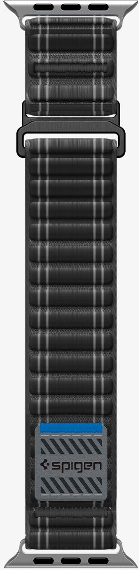Rrip ore Spigen Fabric Band, për Apple Watch 44mm 45mm 46mm 49mm, najlon tekstil, mbyllje me velkro, i zi