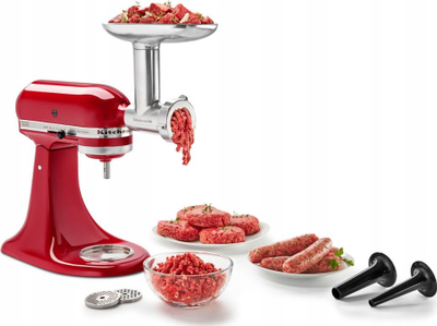 Аксесоар мелница за месо KitchenAid 5KSMMGA, метал, за планетарни миксери, сребрена