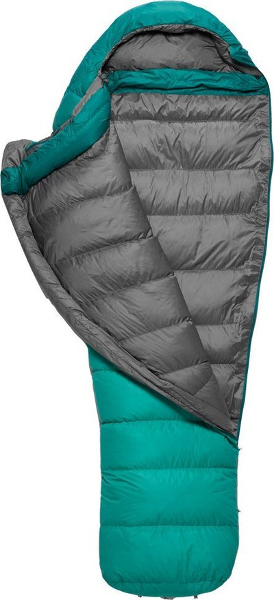 Thes gjumi për goca Rab Alpine 400, 400 g puhë 650 cuin, hapje nga e majta, jeshil