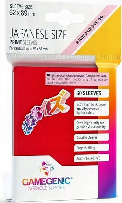 Mbështjellëse letra loje Gamegenic Japanese Size Prime, 62x89 mm, 60 copë, të kuqe
