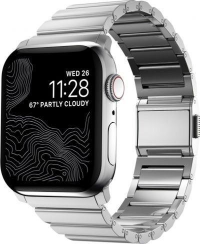 Rrip çeliku për Apple Watch Nomad Steel Band V2, 42/44 mm, argjendtë