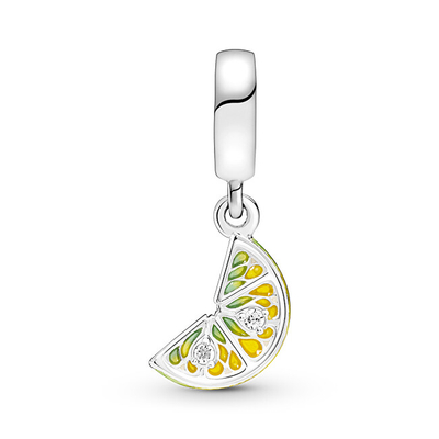 Aksesor për byzylyk Pandora Lemon Slice 791696C01, i argjendtë/verdhë