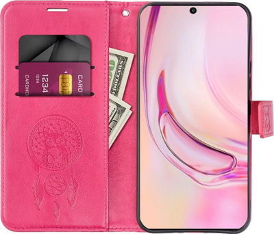 Këse portofol Mezzo Book Dreamcatcher për Xiaomi Redmi 12 4G, magnetike, me xhepa kartash, rozë