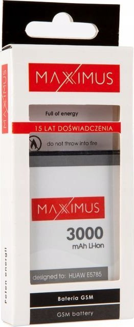 Bateri GSM Maxximus 3000 mAh, Li-ion 3.8V, për Huawei E5785, e bardhë