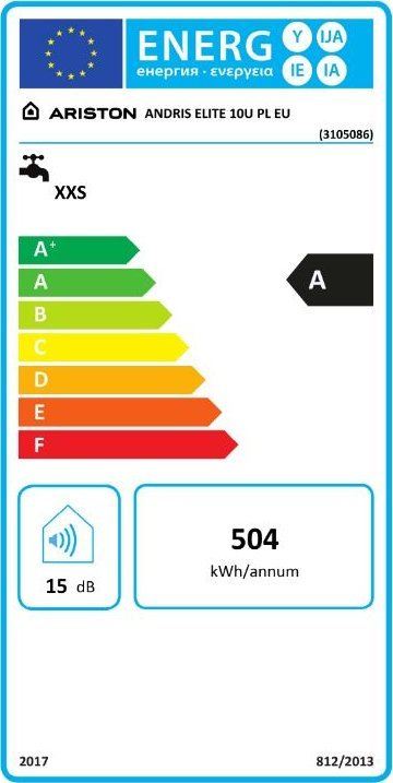 Bојлер Аристoн Андрис Елите 10U, 10L, 2kW, бeл