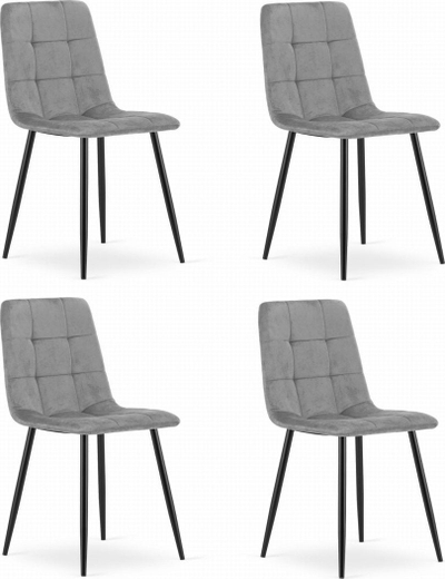 Set karrigesh Oskar Kara, kadife, këmbë metalike, gri e çelët