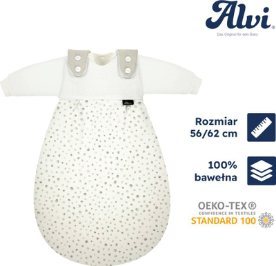 Qese gjumi për bebe Alvi Baby-Maxchen, set me 3 pjesë, jersey, madhësia 56/62, Aqua Dot