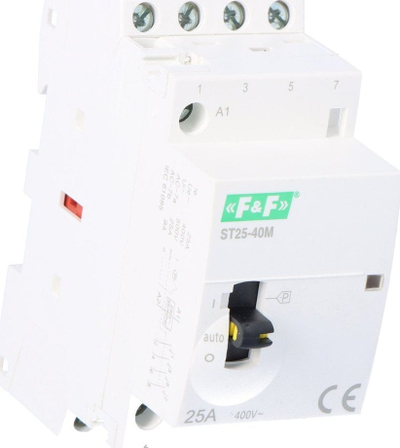 Kontaktor modular F&amp;F ST25-40-M, 25A, 230V AC, me kontroll manual