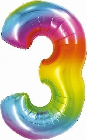 Balon folie ALBI numër 3, 76 cm, shumëngjyrëshe rainbow