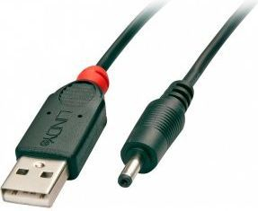 Kabllo USB Lindy USB-A - DC 2.5 mm, 1.5 m, e zezë