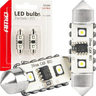 Llamba LED CANBUS C5W Amio 04249, 39mm, 12V 24V, e bardhë