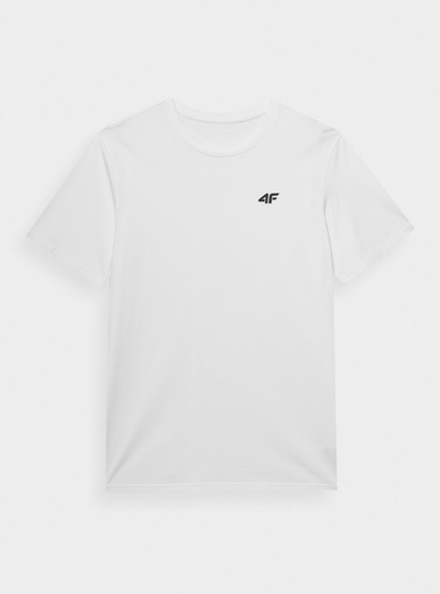 Bluzë T-shirt për burra 4F M 4FWMM00TTSHM1843, 100% pambuk, prerje regular, e bardhë