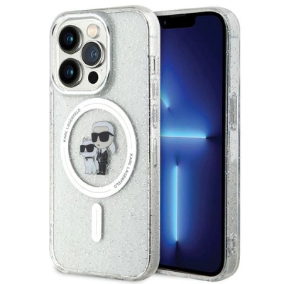 Maskë telefoni Karl Lagerfeld KLHMP15LHGKCNOT, për iPhone 15 Pro 6.1", MagSafe, transparente me shkëlqim