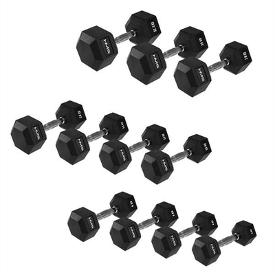 Hantelë HMS HEX PRO, 18 kg, gjashtëkëndëshe, e veshur me gomë