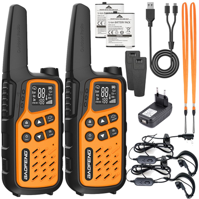 Set radiolidhjesh Baofeng BF-25E PMR, 2 copa, VOX, portokalli