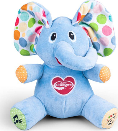 Lodër pelushi elefant Dumel Peekaboo, me zë, blu