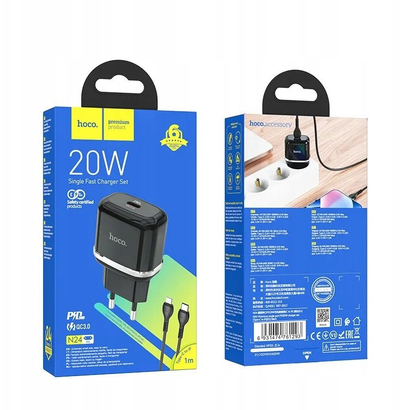 Karikues Hoco N24, Type C QC3.0 20W, me kabllo Lightning 1m, i bardhë