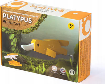 Lodër edukative HalfToys Platypus HAS012, puzzle skeleti, magnetike, e verdhë