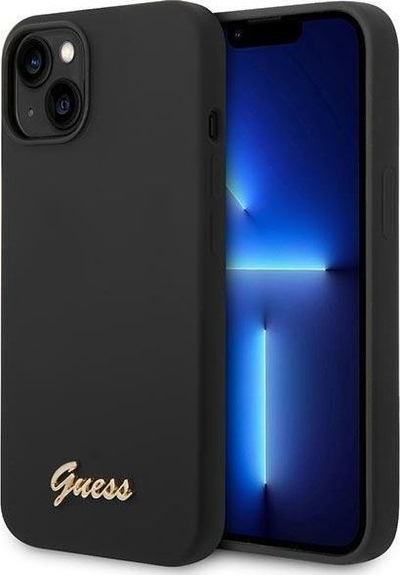 Këse telefoni Guess Silicone Vintage Gold Logo për iPhone 14 Plus 6.7", e zezë