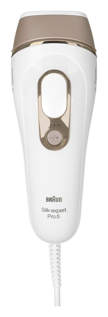Epilator IPL Braun Silk Expert Pro 5 PL5356, për trup dhe fytyrë, i bardhë ari