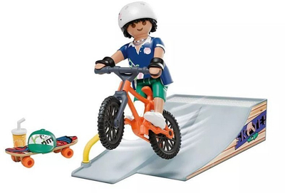 Set loje me skejtbord edhe rampë për kalamoj, me figurë edhe me biçikletë