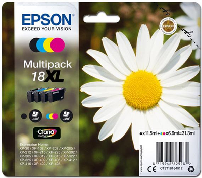 Ngjyrë Epson 18XL CMYK C13T18164012, 3 x 6.6/11.5ml, shumëngjyrëshe