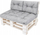 Set jastëkësh për divan paletash HobbyGarden LEO, 1 dyshek sediljeje, 2 jastëkë shpine, gri
