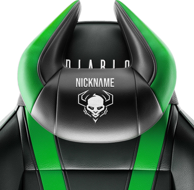 Персонализиран потпирач за глава Diablo Chairs Headrest, HDS еко-кожа Memory Foam, црн и зелен
