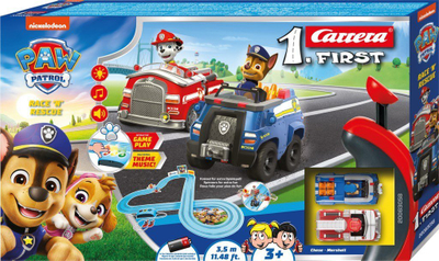 Pista garash Carrera FIRST PAW Patrol Race N Rescue, 3.5m, lojë garash për fëmijë, shumëngjyrëshe