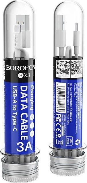 Kabllo USB Borofone USB A në USB C, 1m, e bardhë