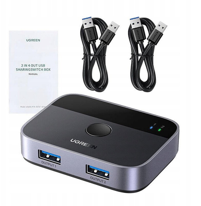 KVM switch Ugreen AW502, 2 porta USB C, 4K 60Hz, argjendtë