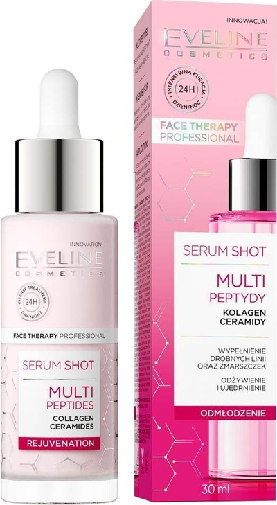 Serum fytyre Eveline Cosmetics Multi Peptides Face Shot, kolagjen, 30ml