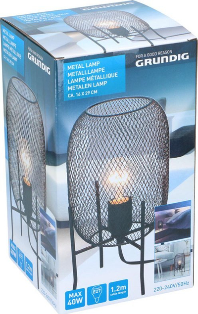 Llambë tavoline Grundig Metal Table Floor Lamp, metalike, E27 40W, e zezë