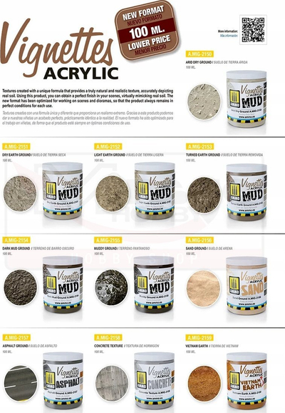 Акрилна паста за диорама Ammo Dioramas &amp; Vignettes 2158, текстура на бетон, 100ml, сива