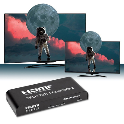 Ndarës HDMI Qoltec 51797, 1x2, 4K UHD, i zi