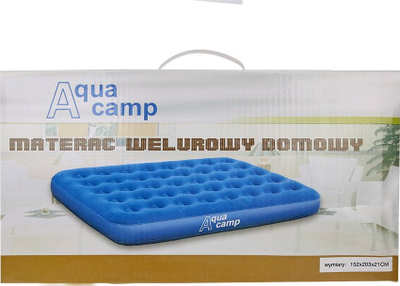 Dyshek ajri dopio Aqua Camp, velour, 152x203x21cm, blu