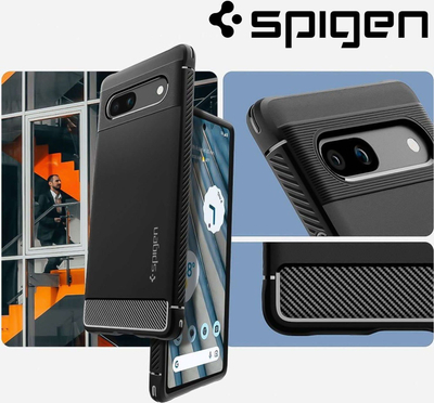 Mbulesë mbrojtëse Spigen Rugged Armor për Google Pixel 7a, TPU, mat, e zezë