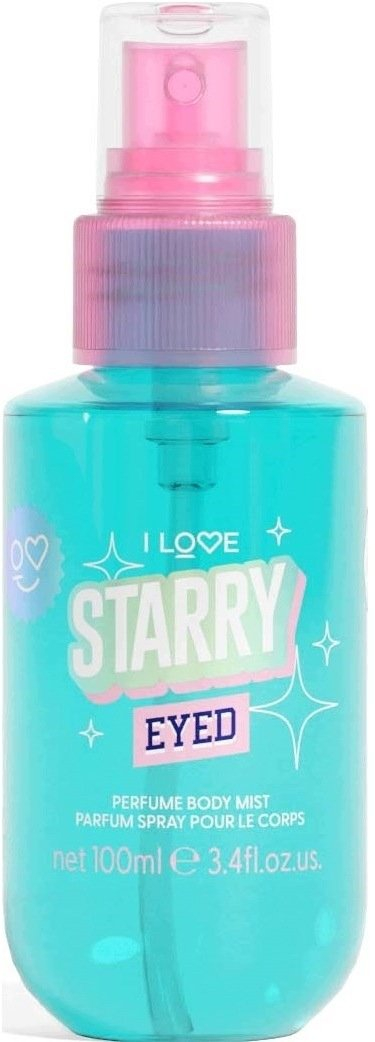 Body mist I love Starry Eyed, aromë frutash dhe lulesh, 100 ml, turkeze