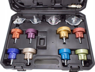 Set testues sistemi ftohës ROCKFORCE RF-914G1, me manometër dhe pompë, me adapterë universalë, në kuti plastike