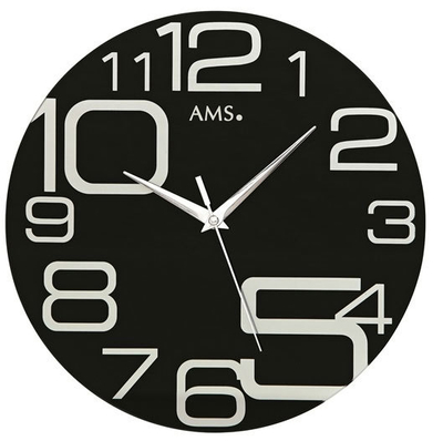 Orë muri AMS Design 9461, e zezë, unisex