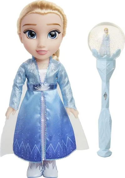Kukull Disney Frozen 2 Elsa, me skeptër muzikor, 35cm, ngjyrë blu