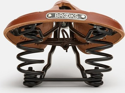 Ulëse biçiklete Brooks Flyer Carved, lëkurë, sustaina çeliku, ngjyrë honey
