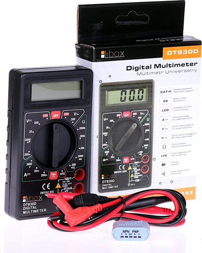 Multimetër Libox DT830D LB0163, ekran LCD, CAT III 300V, portokalli
