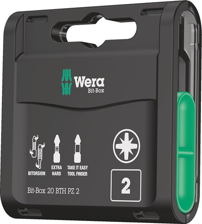 Set bitash Wera Bit Box 20 BTH PZ, 20 copë, PZ2, plastike