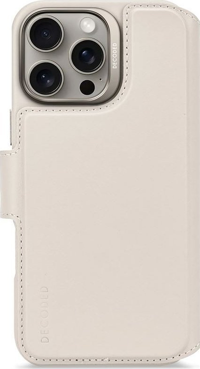 Куќиште-паричник Decoded Leather Detachable Wallet за iPhone 16 Pro Max, кожа, со капак, боја clay