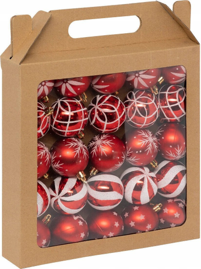 Set toptha Krishtlindjesh Atmosphera Colorama de Noel, 25 copë, 6cm, të kuq e të bardhë