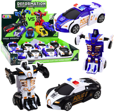 Lodër makinë robot policie 2in1 Sports Car Police Drive, mekanike pa bateri, plastike, shumëngjyrëshe